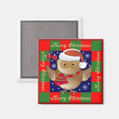 Magnet de Noël joli avec Chouette Père Noël (Recto/Verso)