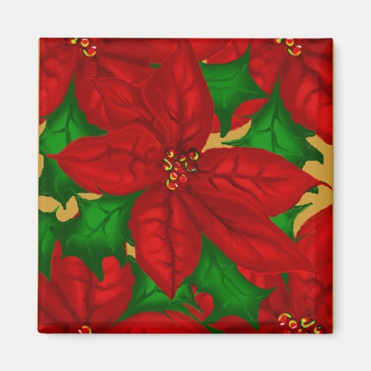 Magnet de Noël Poinsetta (Devant)