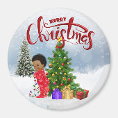 Magnet de Noël pour bébé afro-américain (Devant)