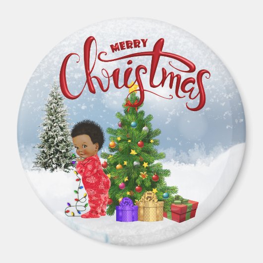 Magnet de Noël pour bébé afro-américain (Devant)