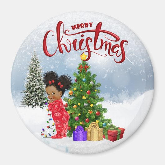 Magnet de Noël pour bébé afro-américain (Devant)