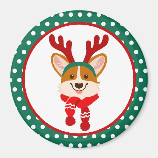 Magnet de Noël pour chien Corgi (Devant)