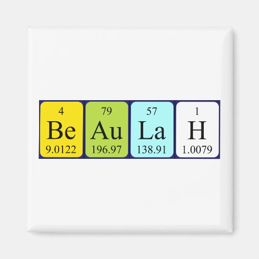 Magnet de nom de table périodique Beaulah (Devant)