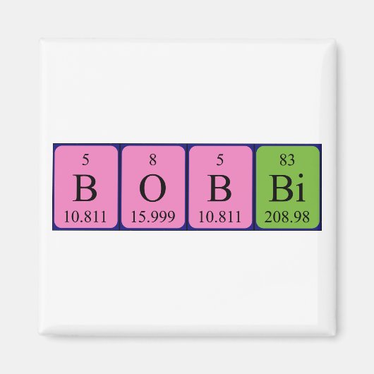 Magnet de nom de table périodique Bobbi (Devant)