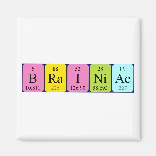 Magnet de nom de table périodique Brainiac (Devant)