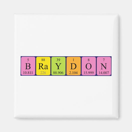 Magnet de nom de table périodique Braydon (Devant)