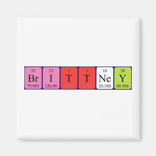 Magnet de nom de table périodique Brittney (Devant)