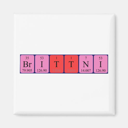 Magnet de nom de table périodique Brittni (Devant)