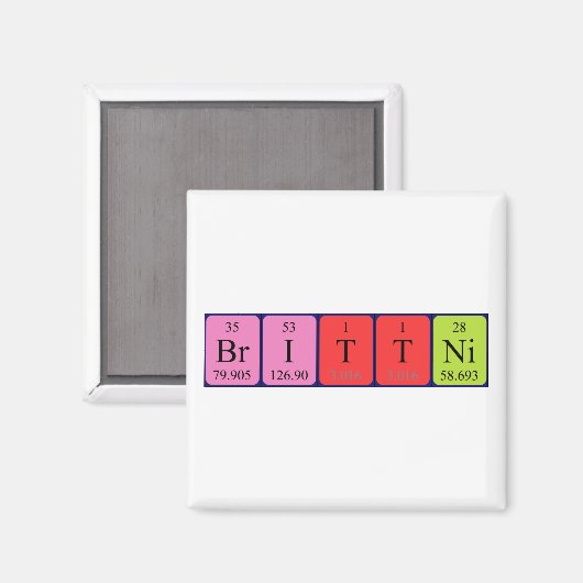 Magnet de nom de table périodique Brittni (Recto/Verso)