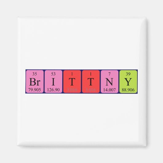 Magnet de nom de table périodique Brittny (Devant)