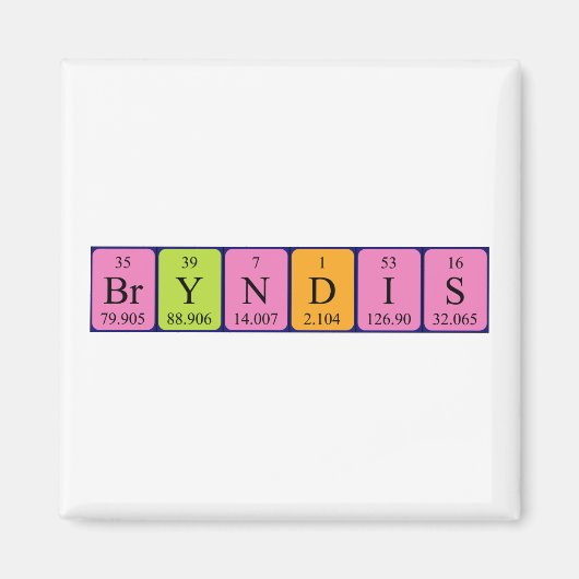 Magnet de nom de table périodique Bryndís (Devant)