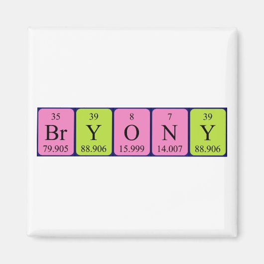 Magnet de nom de table périodique Bryony (Devant)