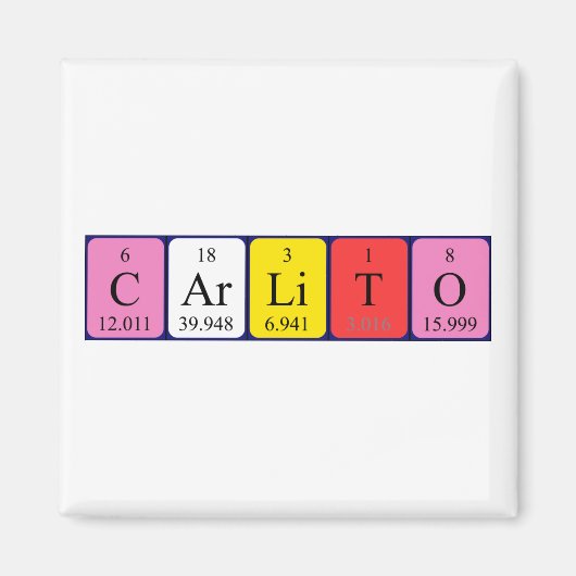 Magnet de nom de table périodique Carlito (Devant)