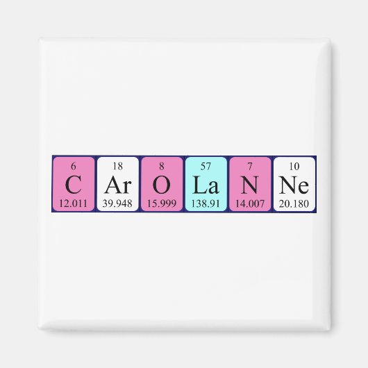 Magnet de nom de table périodique Carolanne (Devant)