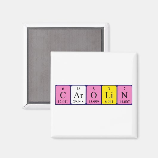 Magnet de nom de table périodique Carolin (Recto/Verso)