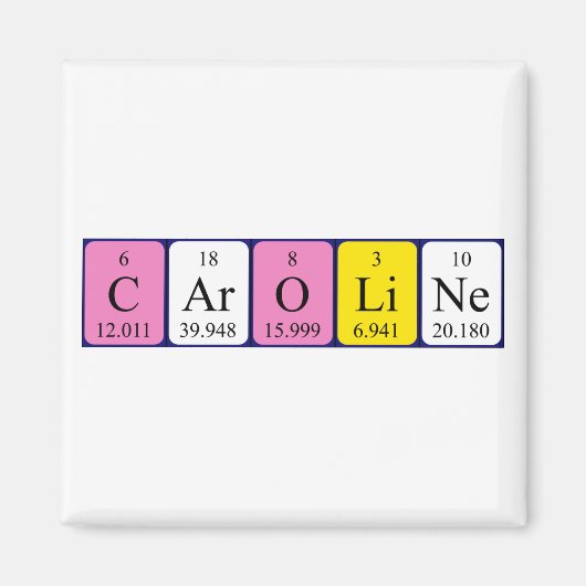 Magnet de nom de table périodique Caroline (Devant)