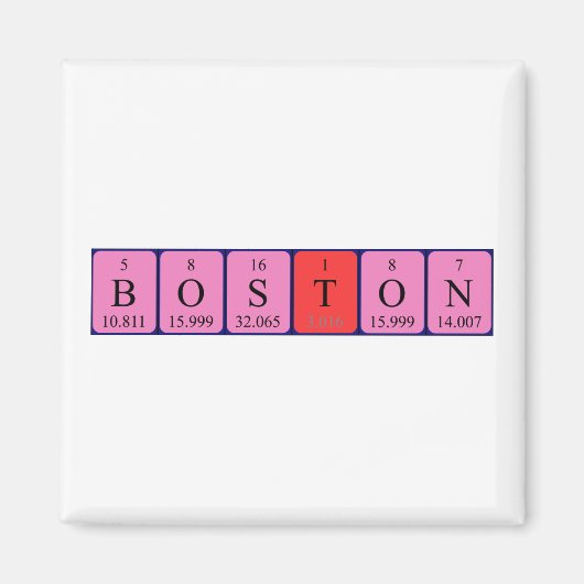 Magnet de nom de table périodique de Boston (Devant)
