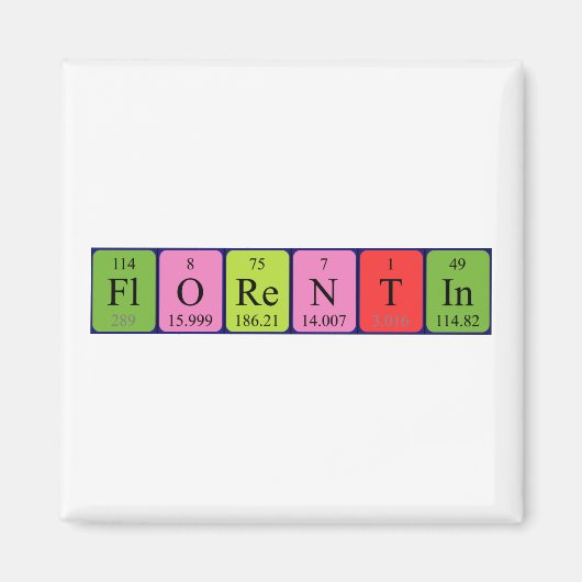 Magnet de nom de table périodique Florentin (Devant)