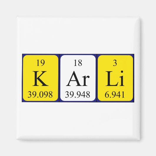 Magnet de nom de table périodique Karli (Devant)