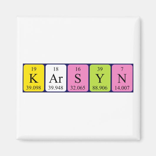Magnet de nom de table périodique Karsyn (Devant)