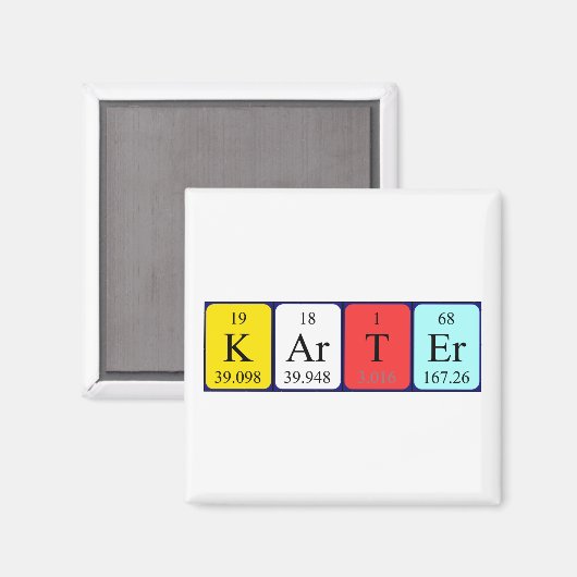 Magnet de nom de table périodique Karter (Recto/Verso)