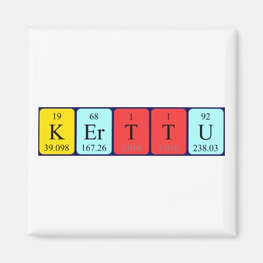 Magnet de nom de table périodique Kerttu (Devant)