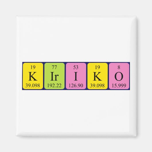 Magnet de nom de table périodique Kiriko (Devant)