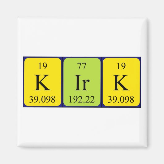 Magnet de nom de table périodique Kirk (Devant)
