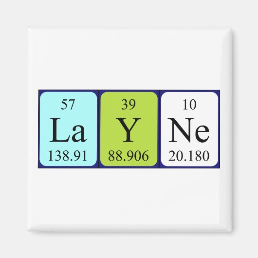Magnet de nom de table périodique Layne (Devant)