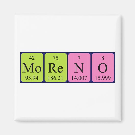 Magnet de nom de table périodique Moreno (Devant)