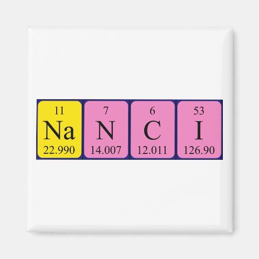 Magnet de nom de table périodique Nanci (Devant)