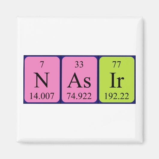 Magnet de nom de table périodique Nasir (Devant)