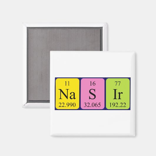 Magnet de nom de table périodique Nasir (Recto/Verso)