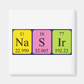 Magnet de nom de table périodique Nasir (Devant)