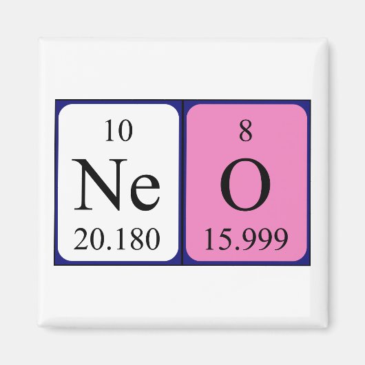 Magnet de nom de table périodique néo (Devant)