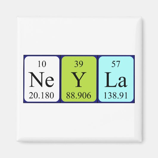 Magnet de nom de table périodique Neyla (Devant)