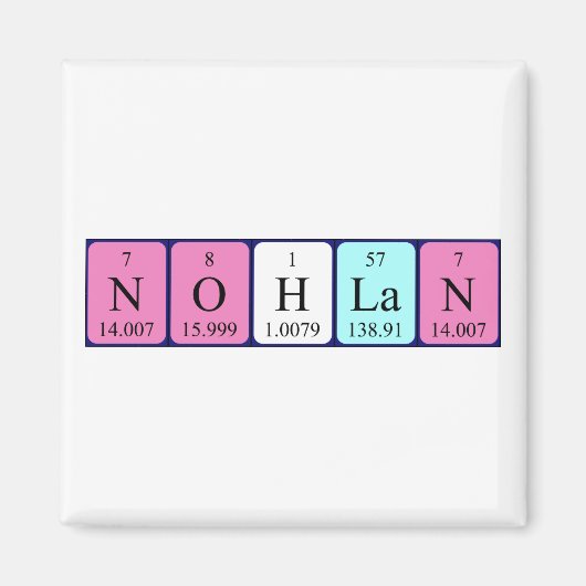 Magnet de nom de table périodique Nohlan (Devant)