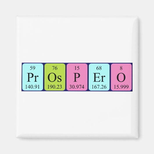 Magnet de nom de table périodique Prospero (Devant)
