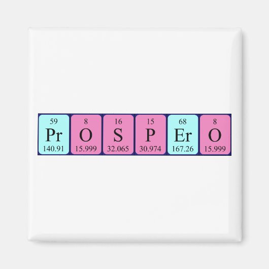Magnet de nom de table périodique Prospero (Devant)
