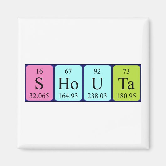 Magnet de nom de table périodique Shouta (Devant)