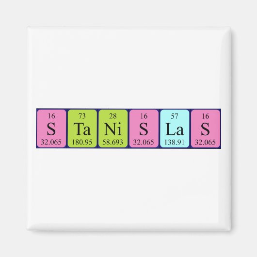 Magnet de nom de table périodique Stanislas (Devant)