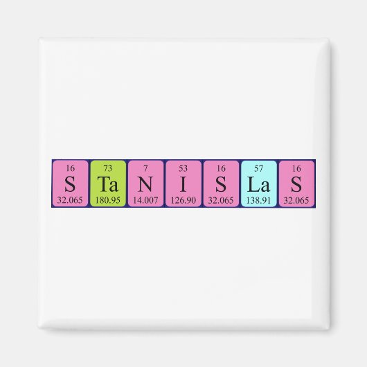 Magnet de nom de table périodique Stanislas (Devant)