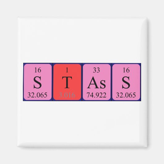Magnet de nom de table périodique Stass (Devant)