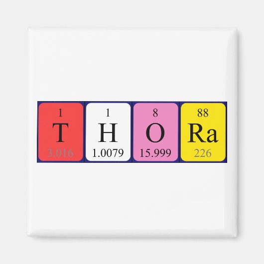 Magnet de nom de table périodique Thora (Devant)