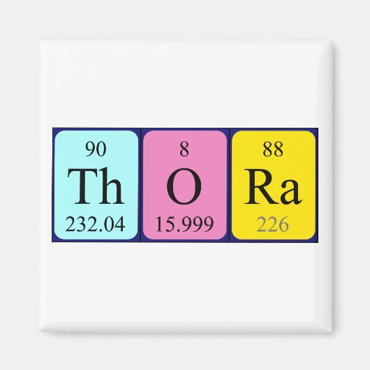 Magnet de nom de table périodique Thora (Devant)