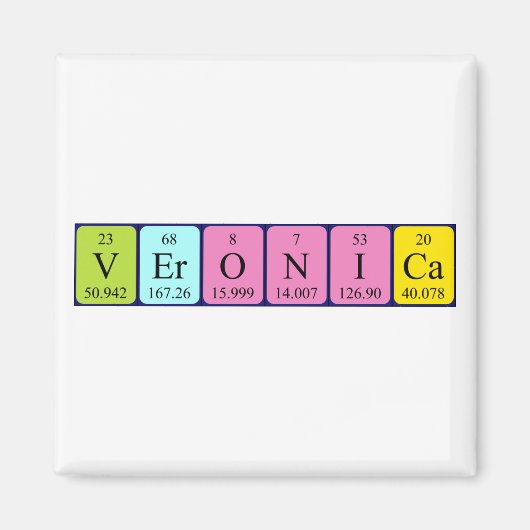 Magnet de nom de table périodique Veronica (Devant)