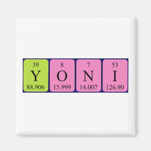Magnet de nom de table périodique Yoni (Devant)
