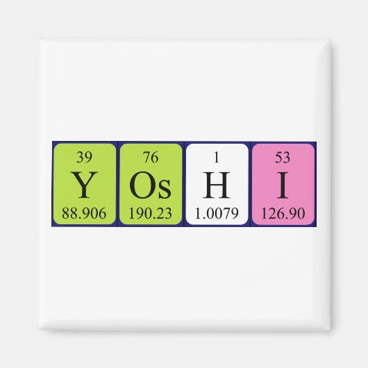 Magnet de nom de table périodique Yoshi (Devant)