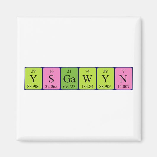 Magnet de nom de table périodique Ysgawyn (Devant)