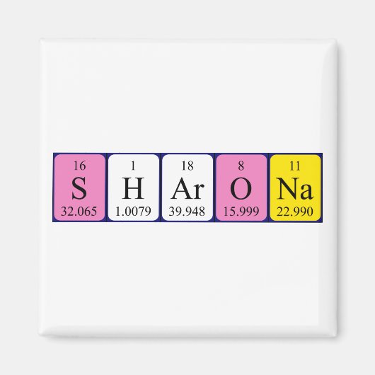 Magnet de nom périodique de la table Sharona (Devant)